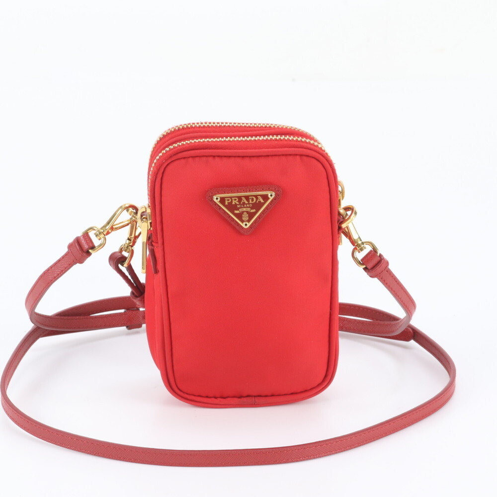 Prada Tessuto Nylon Triangle Logo Leather Shoulder Bag Crossbody for Women